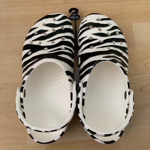 zebra striped crocs